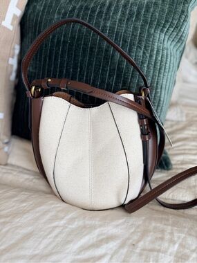 Creme Canvas and Brown Bucket Bag ✨